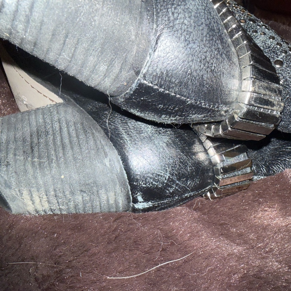 Jeffrey Campbell Studded Black Leather Heeled Boots - Picture 6 of 6